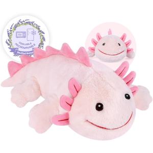 Heatable & Coolable Pink Axolotl Plush, Microwavable Heating Pad Stuffed Animal with Lavender & Flaxseed, Soothing Plush Axolotl Toy for Relaxation, Axolotls Gifts