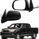 Dasbecan Driver Side Mirror Compatible With 2005-2011 Toyota tacoma Left Mirror With Manual Folding/Power Glass Replaces# TO1320256 Matte Black (3pins)