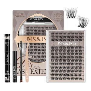 JMS&JMS Lash Clusters Kit Lash Extension Kit with Lash Bond and Seal Eyelash Applictor Lash Remover Eyelash Brush Lash Extension Kit for Beginner (3D BABY SOFIA-8-18mix)