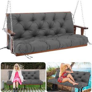 Patio Swing Cushions for Outdoor Furniture Thick 5in Porch Swing Cushions Waterproof 3 Seater 60 inch Outdoor Swing Cushions with Back (Dark Gray-60x40 inch)