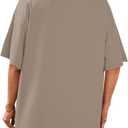 Remidoo Womens Oversized Tshirt Sexy Cut Out Top Ripped Shirt Short Sleeve V Neck Tee Beige Small (Beige, S)