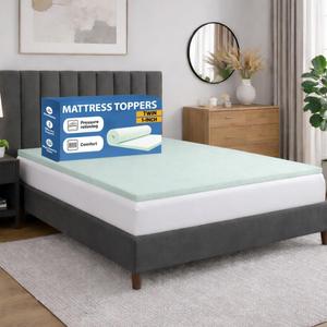 Greaton, 1-Inch High Density Medium Firm Foam Mattress Topper, CertiPUR-US Certified for Superior Comfort and Support, Twin, Green