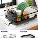 Kitsure Dish Drying Rack- Space-Saving Dish Rack, Dish Racks for Kitchen Counter, Kitchen Drying Rack with a Cutlery Holder, 12''W x 15''L, Black
