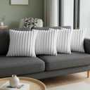 White Throw Pillow Covers 18 x 18 Set of 4, Cute Boho Throw Pillow Cover for Couch/Bed, Decorative Pillows Covers for Sofa/Bed, Accent Pillow Covers for Living Room, Rustic/Home/Room Decor