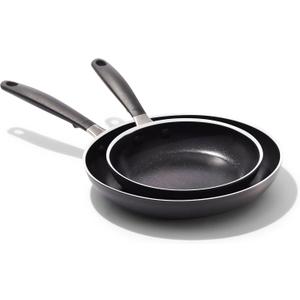 OXO Nonstick 8 and 10 Frying Pan Set, PFAS-Free Ceramic Skillets, Dishwasher & Oven Safe, Stay-Cool Silicone Handle