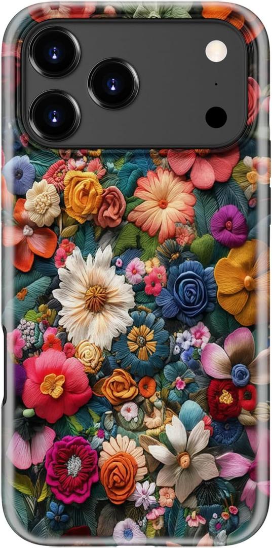 Esdot for iPhone 17 Pro Max Case Cute - Wireless Charging Compatible  Dual-Layer Soft Silicone + Hard Shell - Wildflower Design - Protective Phone Cover for Women Girls - Blossom Carnival