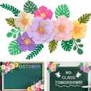 codree 34 Pcs/2Set 3D Flowers Classroom Bulletin Board Decoration, Paper Flowers Chalkboard Wall Classroom Decor, Colorful Floral Bulletin Board Cutouts Border for Back to School Graduation Home Decor