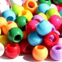 350pcs 10mm Plastics Acrylic Beads Mix 10 Color Large Hole Pony Hair Beads Making Bracelet(Hole:4.5mm)