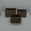 Basket Set of 3 – Rectangular Woven Storage Baskets with Handles – Sizes 14x10x10, 12x8x9, 11x7x8 in