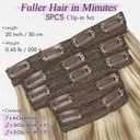 BARSDAR Blonde Wavy Clip in Hair Extensions - 20 Inch Loose Wavy Layered Clip in Hair Extensions for Women, 5 PCS Lace Weft Soft Synthetic Dirty Blonde Balayage Hairpieces Voluminous Easy Wear