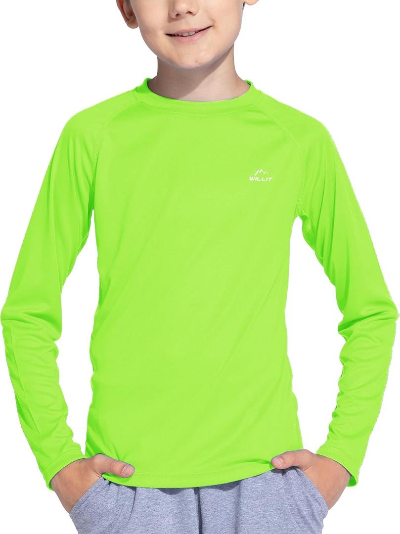 Willit Boy's UPF 50+ Sun Protection Shirt Long Sleeve Rash Guard Swim Shirts Youth SPF Fishing Quick Dry Shirt (5T)