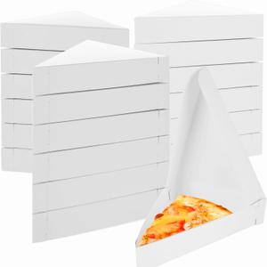 STARVAST 50Pcs Pizza Slice Box, White Triangle Pizza Box, Bulk Disposable Individual Pizza Slice Tray for Christmas Birthday Wedding Party Supplies, 9.65 X 7.2 X 1.7 Inch