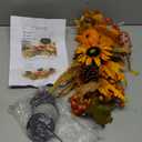 National Tree Company Artificial Fall Centerpiece, Three Candle Holders, Decorated with Sunflower Blooms, Pinecones, Berry Clusters, Maple Leaves, 24 in