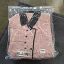 Women's Pink Mid Long Peacoat 2025 Fall Winter Double Breasted Lapel Neck Peacoat Jacket Outwear with Pocket (Large)