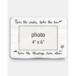 Twins Photo Frame, Twin Dad Mom Gifts, New Dad Mom Gifts, Twin Baby Gift, Twice the Smiles Twice the Love Picture Frame for 4 x 6 Inch Photo