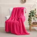Hot Pink Fleece Throw Blanket 50”×60” for Couch Sofa Bed,Super Soft Cozy Plush Microfiber Flannel Blanket with 3D Checkered Design Lightweight for Adults Woman Girls