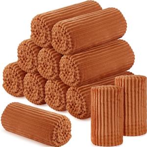 Buryeah 12 Pcs Flannel Throw Blanket Bulk 50 x 60 in Sleepover Blanket Outdoor Wedding Throw Lightweight, Oeko-tex Standard 100 Certified for Sofa Homeless Gifts (Terracotta)