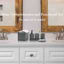 Bathroom Accessory Set - 10 Piece Grey Bathroom Accessories Set with Trash Can, Toothbrush Holder and Cup, Soap Dispenser, Soap Dish, Toilet Brush Holder, Vanity Tray, Qtip Holder, Tissue Box Cover