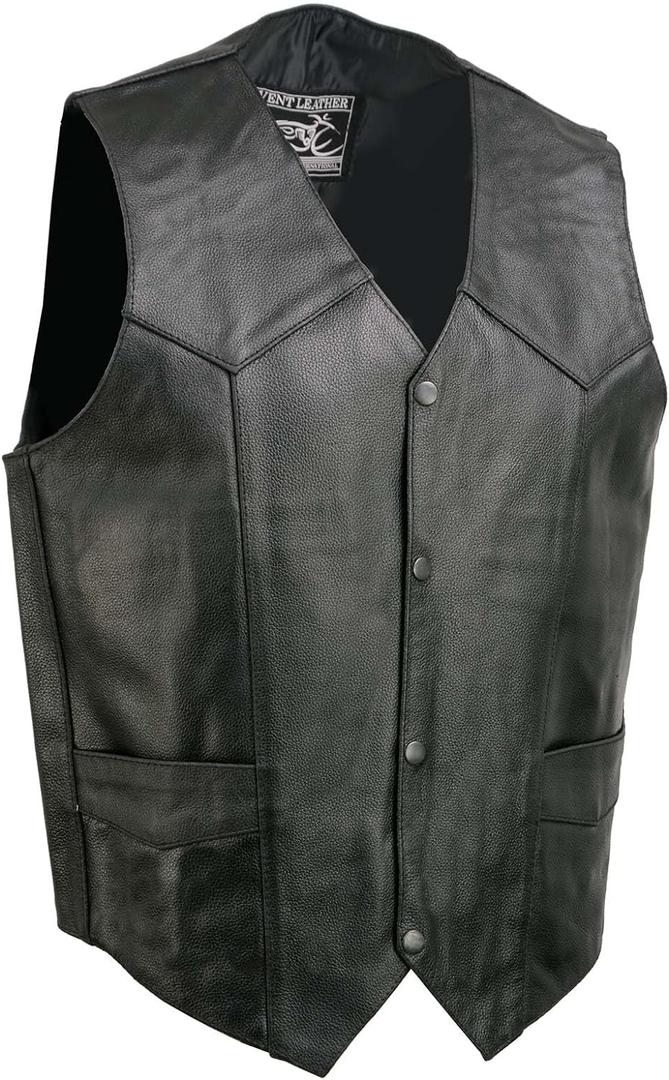 EVENT LEATHER EL5310 Black Motorcycle Leather Vest for Men - Riding Club Adult Motorcycle Vests, M