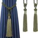 BEL AVENIR Curtain Tiebacks Hand-Woven Holdbacks Home Decorative Tassels Tiebacks (Green, 2 Pack)