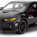 1/32 Toy Car for Honda Civic Type-R Diecast Toy Vehicle Metal Pull Back Model Car with Light and Sound for Kids Adults Gift(Black)
