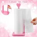 Leinuosen Valentines Day Pink Heart Paper Towel Holder Cute Heart Wooden Paper Towel Holder Pink Bathroom Countertop Accessories Kitchen Roll Stand Organizer Standing Apartment Decor Housewarming Gift