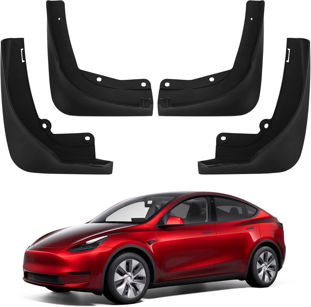 Mud Flaps Accessories for Tesla Model Y 2025 - Fenders Perforation-Free Durable All-Weather Fenders, Model fits with Tesla Model Y 2020-2025,Fit New Model Y(Set of 4)