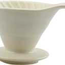 Cabilock Hand Washed Beige Ceramic V Type Filter Coffee Cup Reusable Dripper with Micro for Smooth Coffee Essence Easy to Clean for Deep Beans