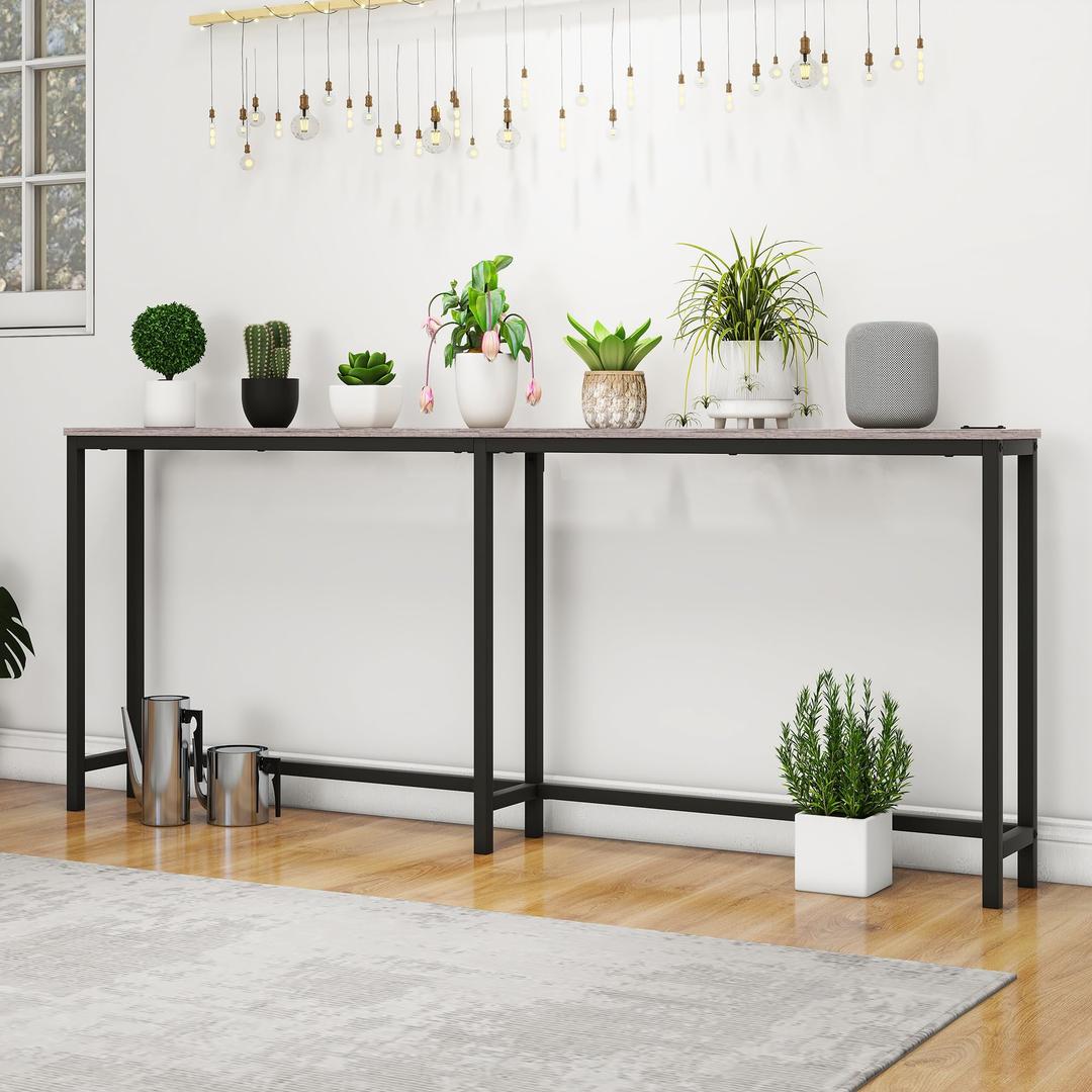 HOMERECOMMEND Console Table with USB Ports,Skinny Hallway Tables,Grey