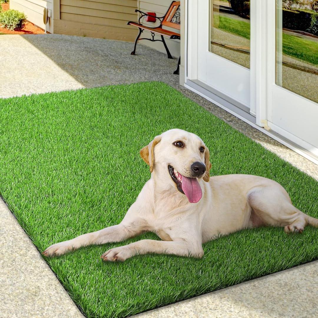 Artificial Grass Mat, Turf Grass Front Door Mats Outdoor/Indoor, Realistic Fake Grass Rug for Dog, Entrance, Patio, Camper, Home Decor, 36 x 47