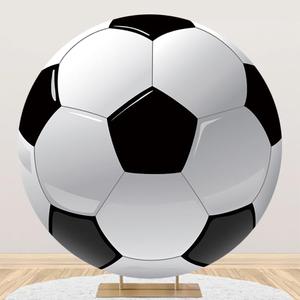 Renaiss 7.2x7.2ft Soccer Round Backdrop Covers for Photoshoot Boy Girl Kids Portrait Football 3D Printing Circle Photography Background Baby Shower Birthday Fans Events Party Decors Photo Booth Props