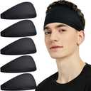 Sports Headbands for Men (5 Pack),Moisture Wicking Workout Headband, Sweatband Headbands for Running,Cycling,Football,Yoga,Hairband for Women and Men