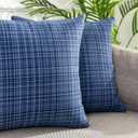 Kevin Textile Throw Pillow Cover Outdoor Waterproof Decorative Square Cushion Covers Water Resistant Pillowcase Shell for Couch Tent Park Pack of 2 (16 x 16 Navy Blue)