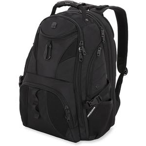 SwissGear 1900 ScanSmart Laptop Backpack, Fits Most 17-Inch Laptops, TSA-Friendly Lay-Flat Design, RFID Protection, and Tablet Pocket, Black/Black, 31L, 18.5-Inch