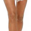 Women Satin Silk Lace Shorts, Elastic Waist Y2K Pajama Shorts Silky French Knickers Half Slip Mini Pjs Bottom (White)