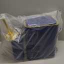 XLHOMO Navy Blue Bathroom Accessories Set 8 Piece Navy Blue and Gold Bathroom Set, Bathroom Sets with Stainless Steel Trash Can, Toilet Brush, Toothbrush Set, Soap Dispenser