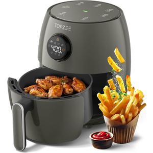 Small Compact Air Fryer, 2.1QT, 4-in-1 Small Mini Airfryer, Bake, Roast, Reheat, 98% Less Oil, Adjustable Temperature Control w/ 60min Timer, Quiet, Nonstick & Dishwasher Safe, BPA-Free, Grey