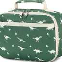 CAMTOP Lunch Box Kids Boys Insulated Lunch Cooler Bag Reusable Lunch Tote Kit for School Travel (Green Dinosaur)