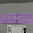 Mini Foldable Bluetooth Keyboard - Portable Wireless Full Size Keyboard (Sync Up to 3 Devices), Ultra-Slim Aluminum Travel Folding Keyboards for iPhone iPad Mac Android Windows iOS (Purple)