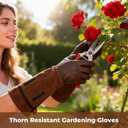 Aegend Women’s Garden Gloves, Long Elbow Cuff Adjustable Strap, Sun & Dirt Protection, Cowhide Leather, Breathable Comfortable for Gardening, Fit Small Hands for Gardeners (Brown, S)