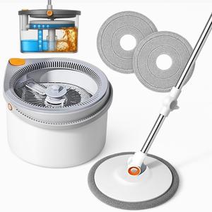 Spin Mop and Bucket Set with Microfiber Mop Head and Wringer, mops for Floor Cleaning, with Clean and Dirty Water Separation System Dust Mop for Hardwood Floors