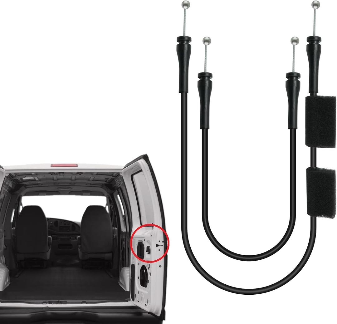 Right Rear Door Lock Latch Upper & Lower Release Cables, Compatible with Ford E-150 E-250 E-350 E-450 Econoline Club Wagon Super Duty, Replaces OEM 924-351, 6C2Z-15431A02-AA