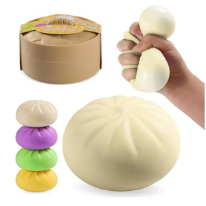 Dumpling Squishies,Dumplings Stress Balls Fidget Sensory Toy,Dumplings Stress Fidget Sensory Balls with Food Steamer,Easter Gift,Birthday Gift ((ColorfulWhite))
