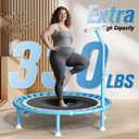40" Fitness Mini Trampoline with Adjustable Handle Bar, 330lbs Foldable Bungee Rebounder for Adults and Kids, Stable & Quiet Exercise Rebounder Indoor Workout