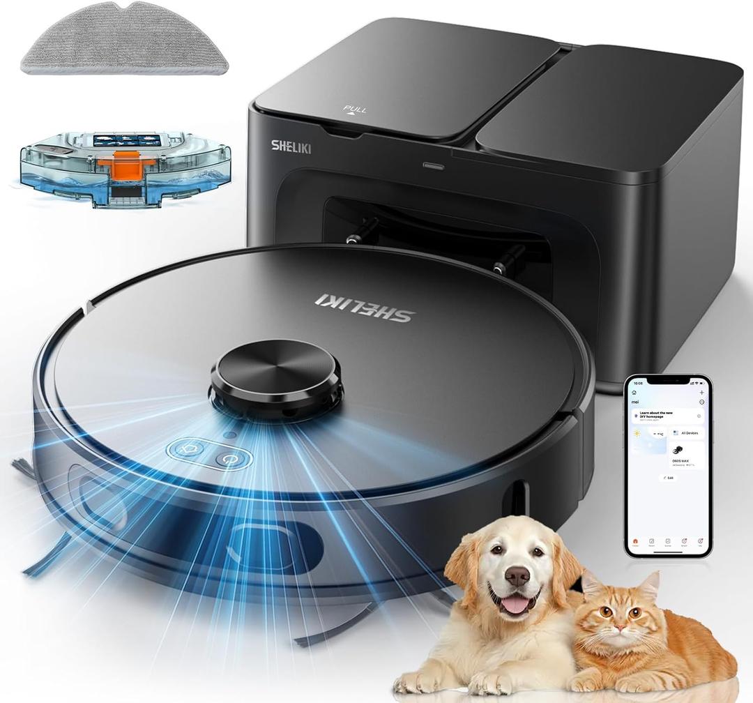 Robot Vacuum and Mop, 3-in-1 Robotic Vacuums Cleaner with LiDAR Navigation Smart Mapping & Max Strong 6000Pa Suction, Self Emptying Bases for 70 Days, WiFi/App/Alexa Voice Control, Obstacle Avoidance