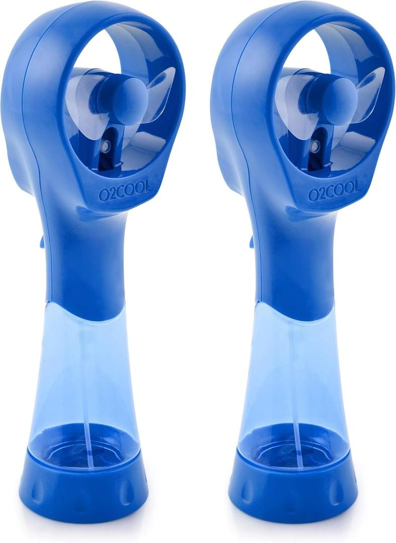 O2COOL 2 Pack Elite Battery Powered Handheld Water Misting Fans (Blue)