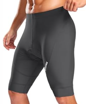 Bikewa Men's Cycling Shorts with Silicone Leg Grippers Padded Bike Bicycle Biking Shorts for Men No Pockets (Medium, Gray)