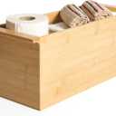Bamboo Toilet Paper Holder & Bathroom Organizer by Alder Row, Freestanding Toilet Tissue Holder, Modern & Minimalistic Bathroom Storage Solution