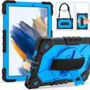 Case for Samsung Galaxy Tab A8 10.5 - Soft Silicone Protective Handle Stand Kids Case, Black/Blue