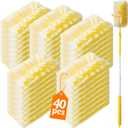 Senowi 40 Count 360 Heavy Duty Duster Refills Compatible with Swiffer, Large Size-Extra Thick Disposable Electrostatic Feather Duster Refill with 1 Retractable Handle(35-inch Length Fully Expanded) (Yellow)